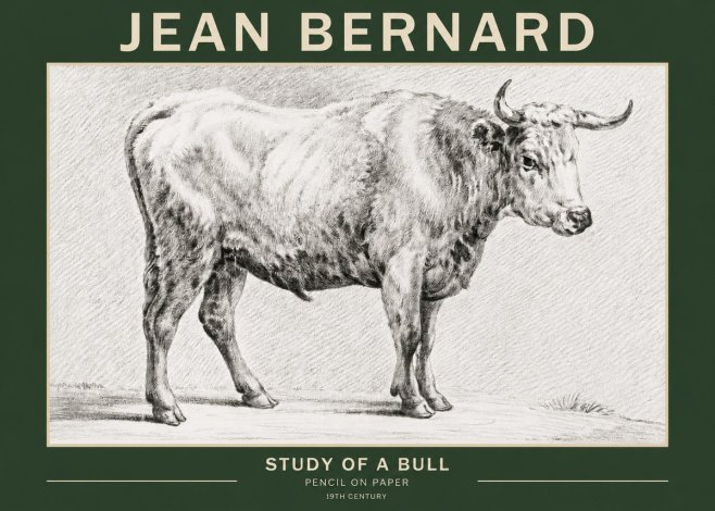 Jean Bernard Study of a Bull IV No2 - Juliste
