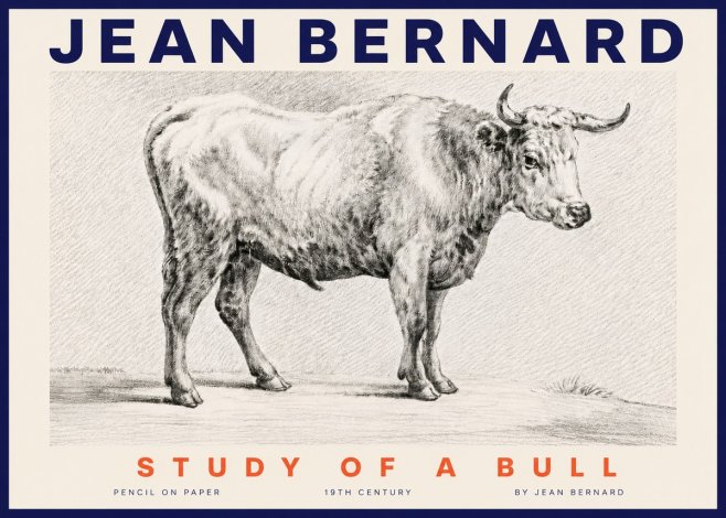 Jean Bernard Study of a Bull IV No4 - Juliste