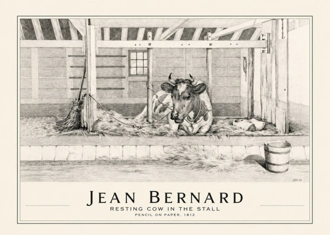 Jean Bernard Resting Cow in the Stall I No1 - Juliste