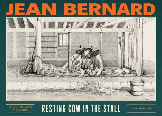 Jean Bernard Resting Cow in the Stall I No2 - Juliste
