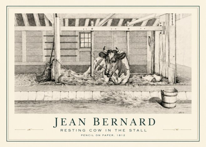 Jean Bernard Resting Cow in the Stall I No3 - Juliste