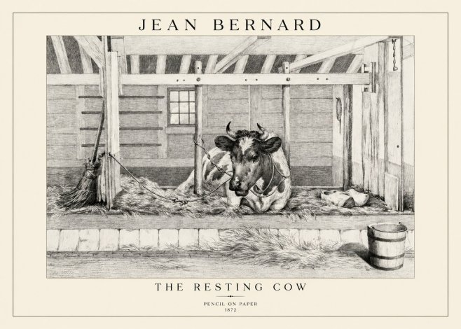 Jean Bernard Resting Cow in the Stall I No5 - Juliste