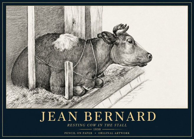 Jean Bernard Resting Cow in the Stall II No3 - Juliste