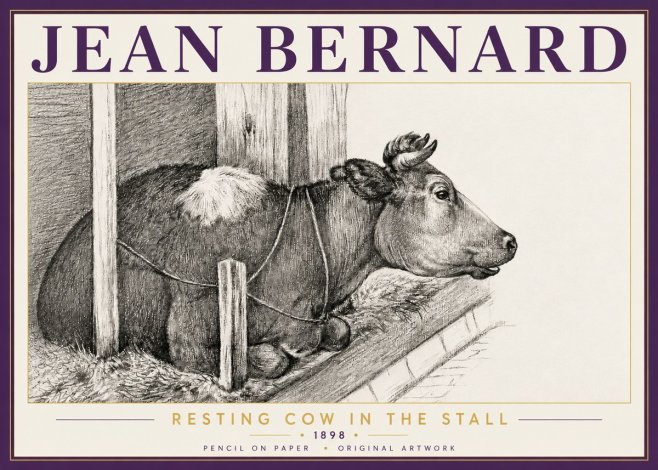 Jean Bernard Resting Cow in the Stall II No5 - Juliste