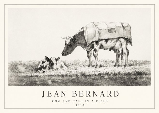 Jean Bernard Cow and Calf in a Field No1 - Juliste