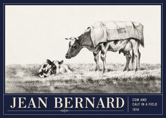 Jean Bernard Cow and Calf in a Field No3 - Juliste