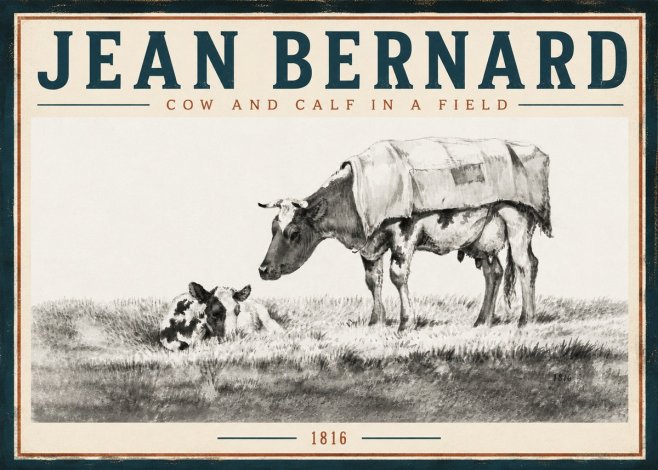 Jean Bernard Cow and Calf in a Field No5 - Juliste