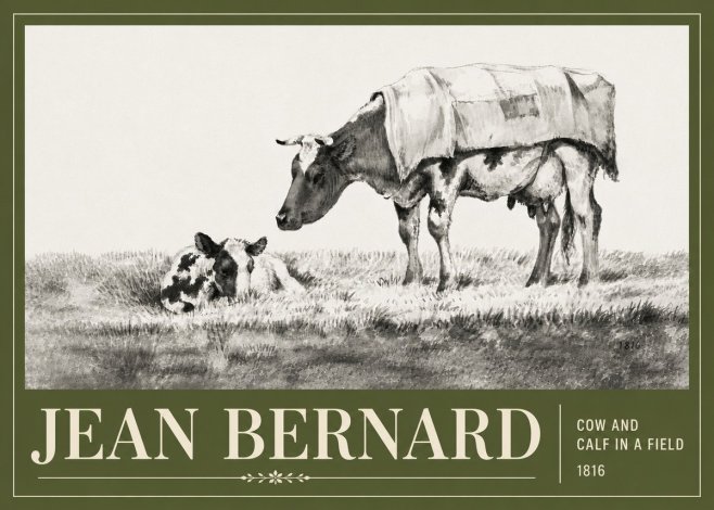Jean Bernard Cow and Calf in a Field No6 - Juliste