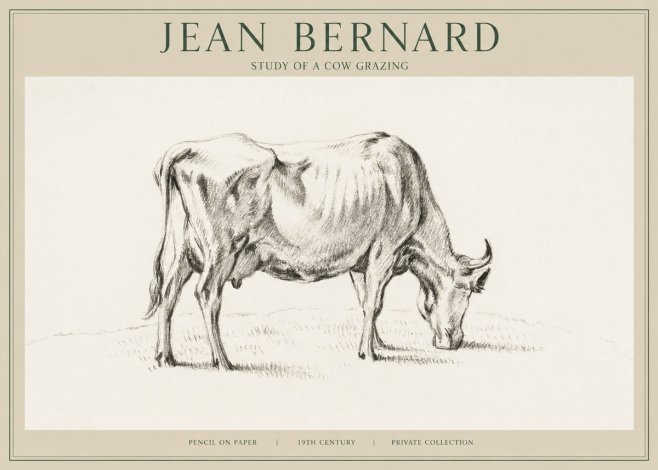 Jean Bernard Study of a Cow Grazing I No1 - Juliste