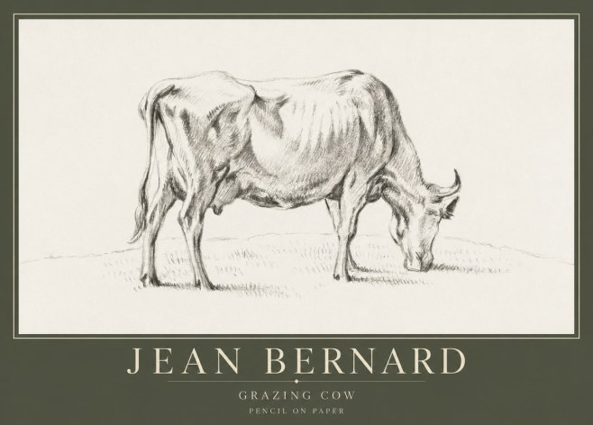 Jean Bernard Study of a Cow Grazing I No5 - Juliste