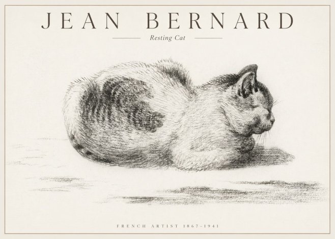 Jean Bernard Resting Cat No1 - Juliste