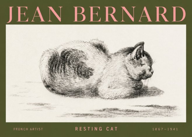 Jean Bernard Resting Cat No3 - Juliste