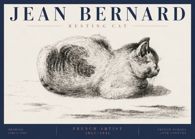 Jean Bernard Resting Cat No6 - Juliste