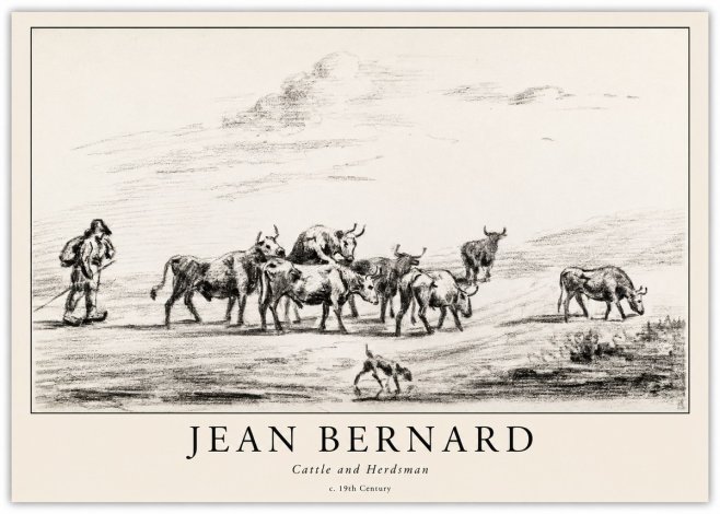 Jean Bernard Cattle and Herder No6 - Juliste
