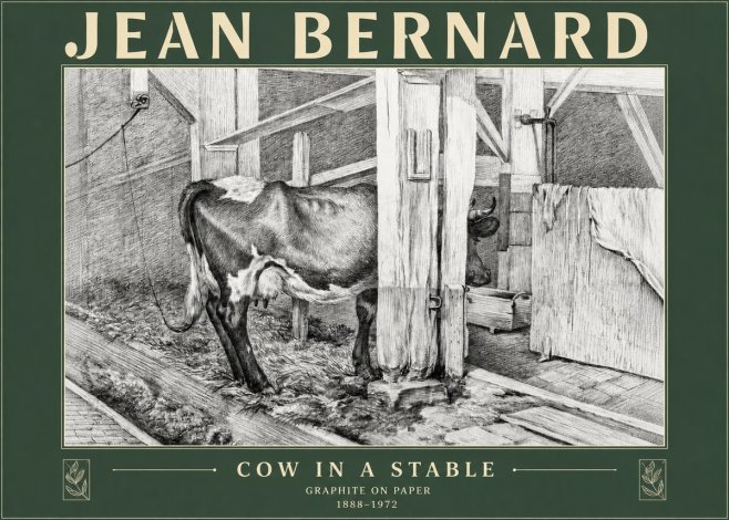 Jean Bernard Cow in a Stable No3 - Juliste