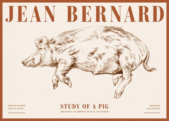 Jean Bernard Study of a Pig II No4 - Juliste