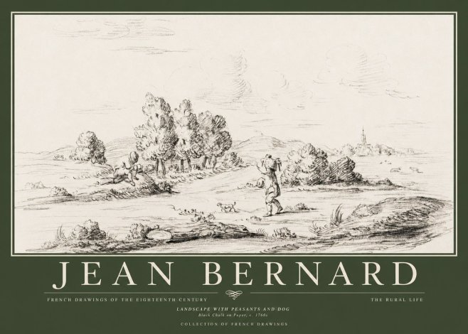 Jean Bernard Landscape with Figures and Distant Village No5 - Juliste