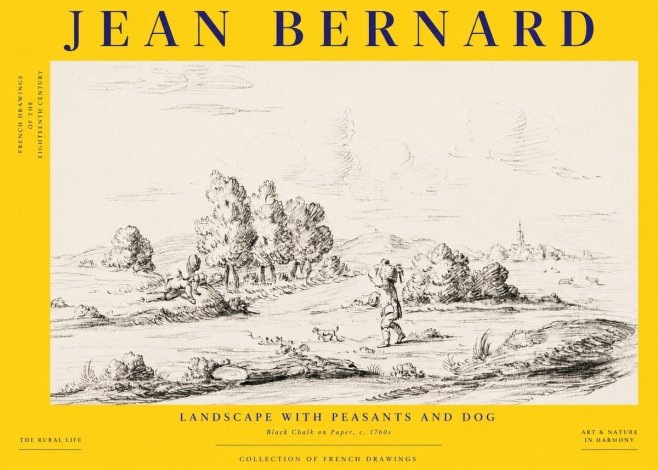 Jean Bernard Landscape with Figures and Distant Village No6 - Juliste