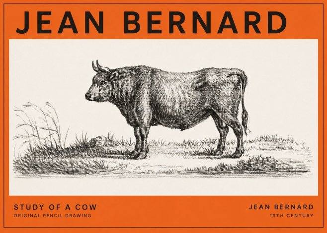 Jean Bernard Study of a Cow XIII No2 - Juliste