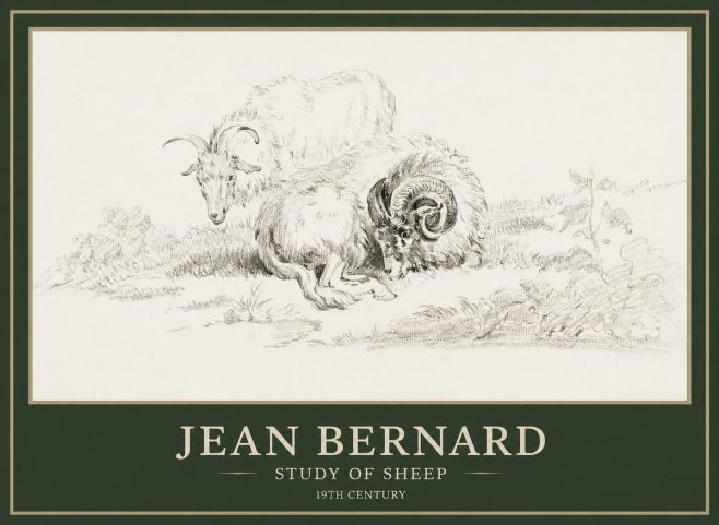 Jean Bernard Study of Sheep No1 - Juliste