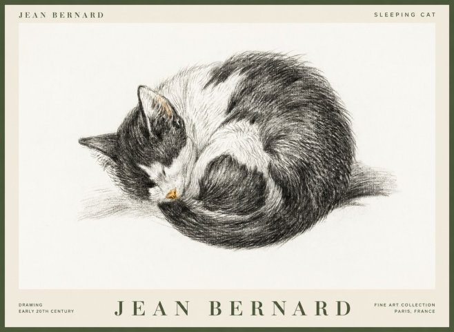 Jean Bernard Sleeping Cat VIII No1 - Juliste