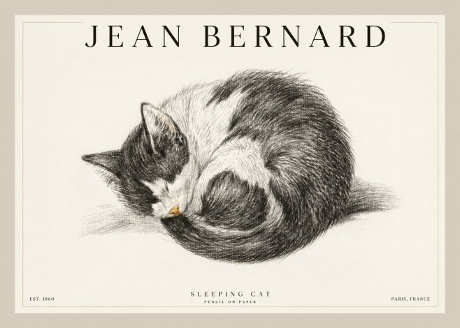 Jean Bernard Sleeping Cat VIII No2 - Juliste