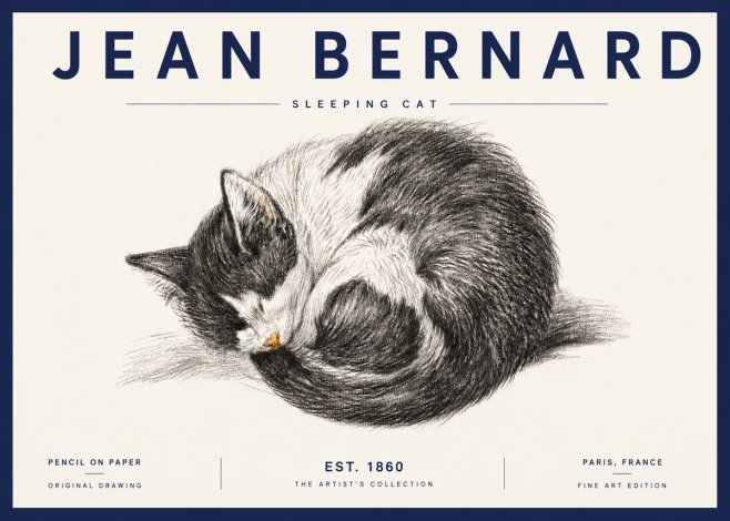 Jean Bernard Sleeping Cat VIII No6 - Juliste