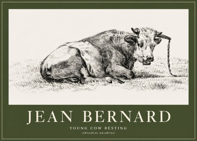 Jean Bernard Young Cow Resting No2 - Juliste