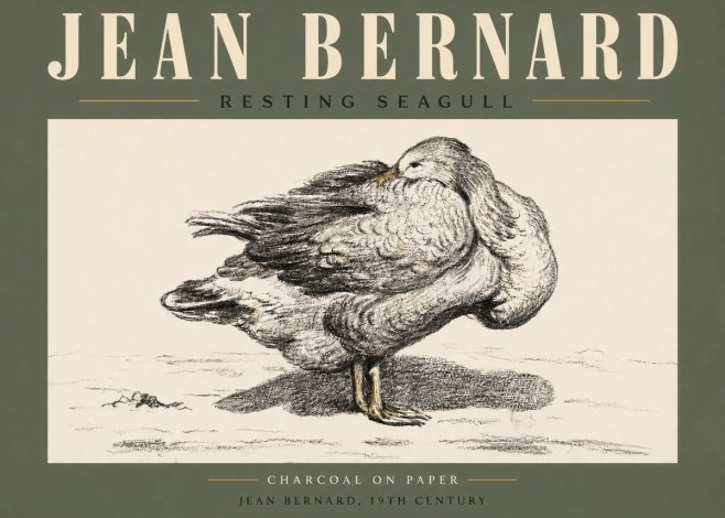 Jean Bernard Resting Seagull No5 - Juliste