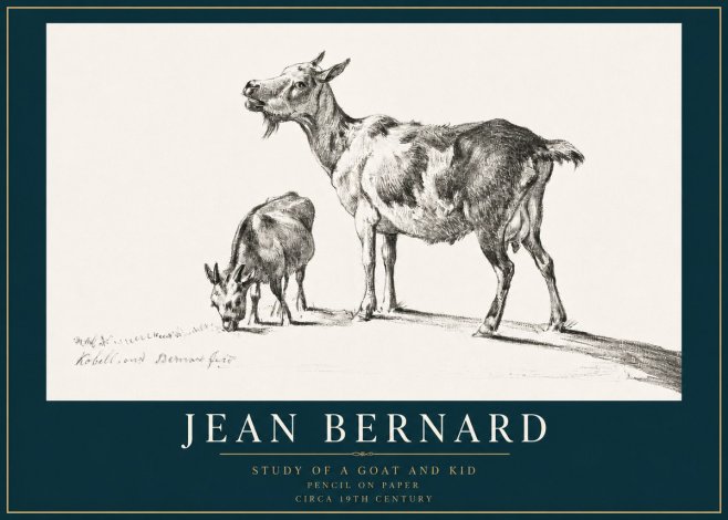 Jean Bernard Study of a Goat and Kid No3 - Juliste