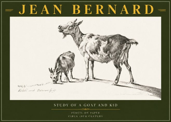 Jean Bernard Study of a Goat and Kid No6 - Juliste