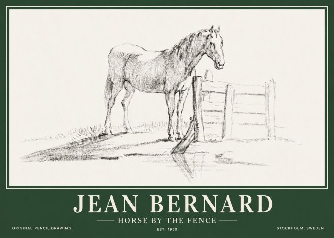 Jean Bernard Horse by the Fence No3 - Juliste
