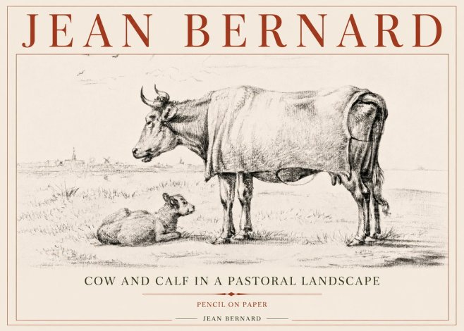 Jean Bernard Cow and Calf in a Pastoral Landscape No5 - Juliste