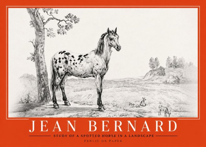 Jean Bernard Study of a Spotted Horse in a Landscape No2 - Juliste