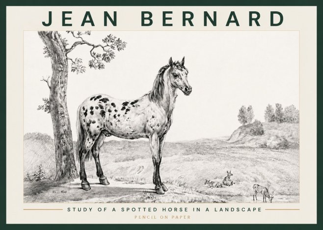 Jean Bernard Study of a Spotted Horse in a Landscape No3 - Juliste