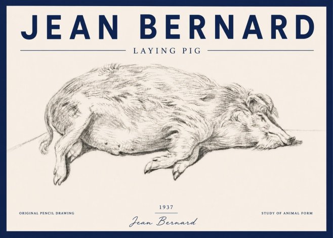 Jean Bernard Laying Pig No4 - Juliste
