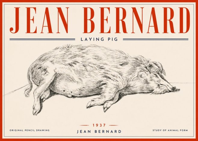 Jean Bernard Laying Pig No6 - Juliste