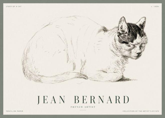 Jean Bernard Study of a Cat III No1 - Juliste