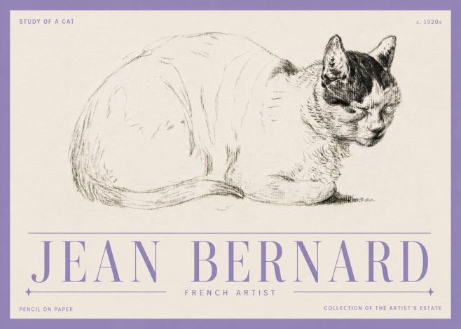 Jean Bernard Study of a Cat III No5 - Juliste