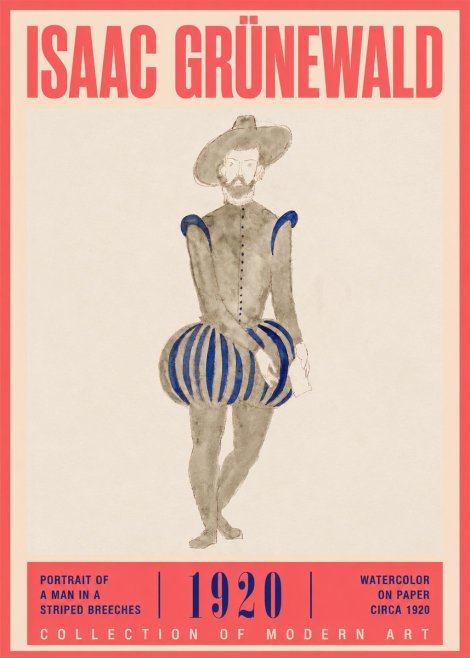 Isaac Grünewald Portrait of a Man in a Striped Breeches No2 - Juliste