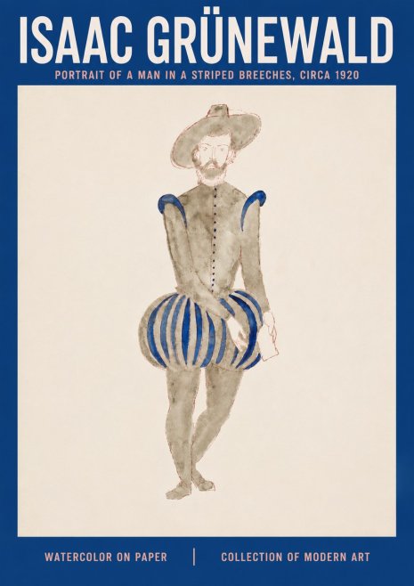 Isaac Grünewald Portrait of a Man in a Striped Breeches No3 - Juliste