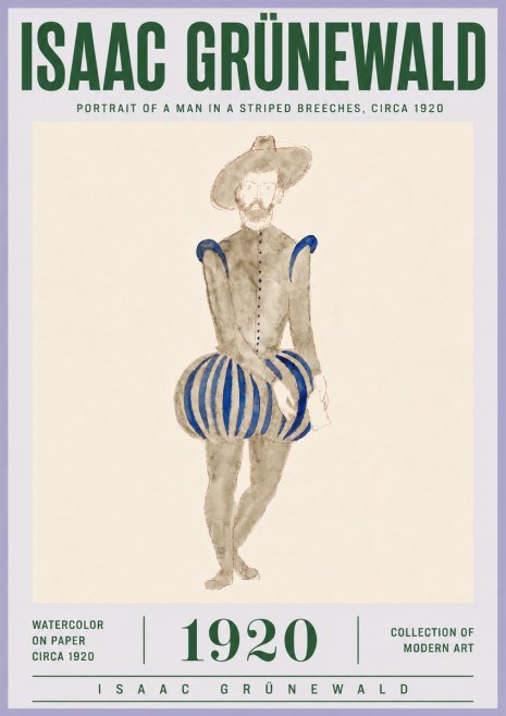 Isaac Grünewald Portrait of a Man in a Striped Breeches No4 - Juliste