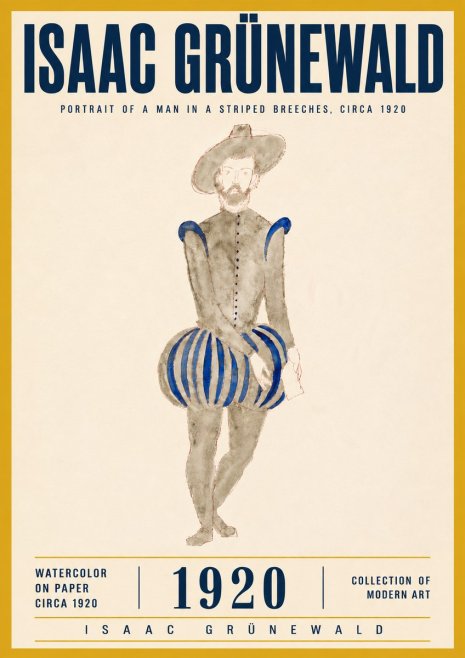 Isaac Grünewald Portrait of a Man in a Striped Breeches No6 - Juliste