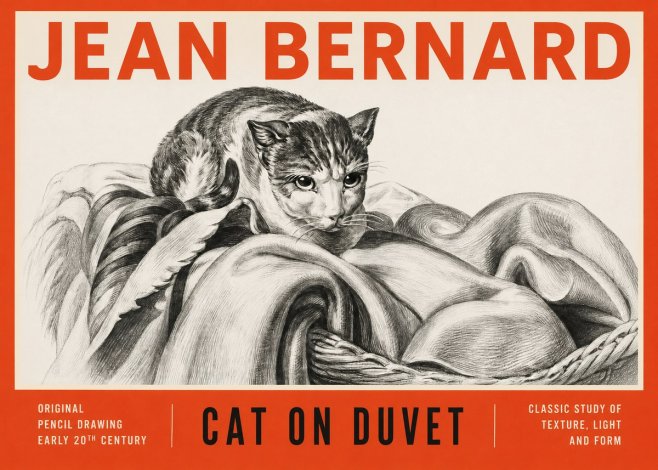 Jean Bernard Cat on a Blanket No4 - Juliste