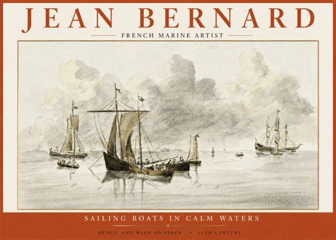 Jean Bernard Sailing Boats in Calm Waters No5 - Juliste