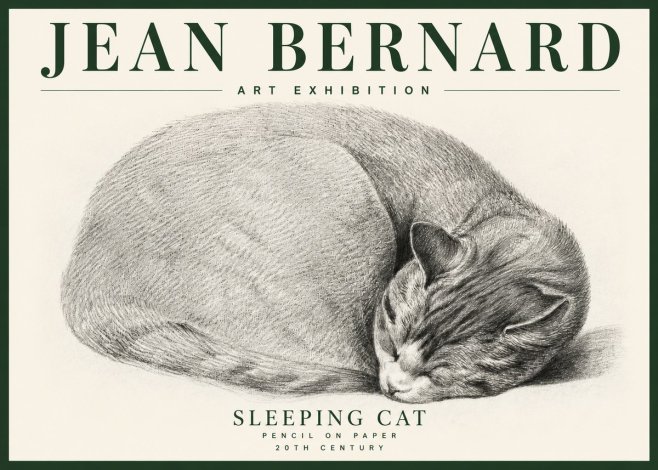 Jean Bernard Sleeping Cat IX No4 - Juliste