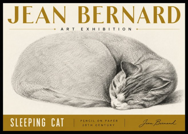 Jean Bernard Sleeping Cat IX No6 - Juliste