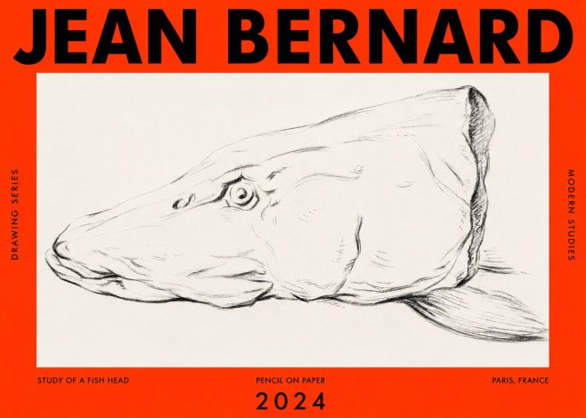 Jean Bernard Study of a Fish Head No2 - Juliste