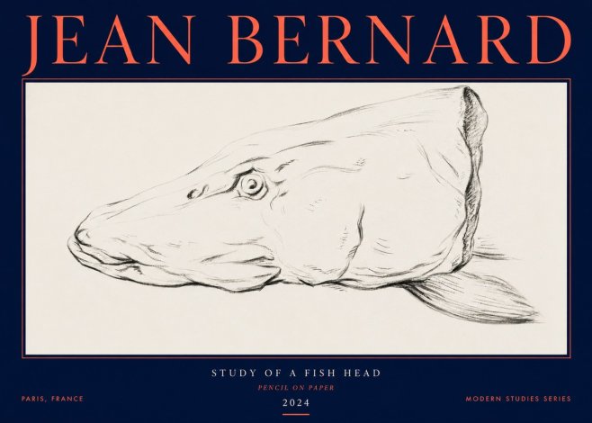 Jean Bernard Study of a Fish Head No3 - Juliste