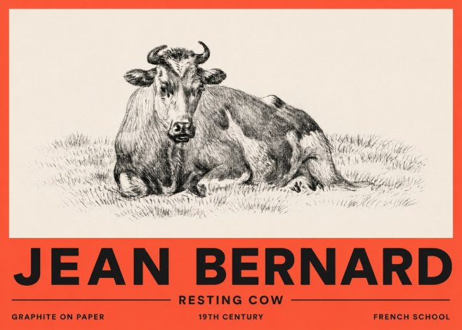 Jean Bernard Resting Cow V No2 - Juliste
